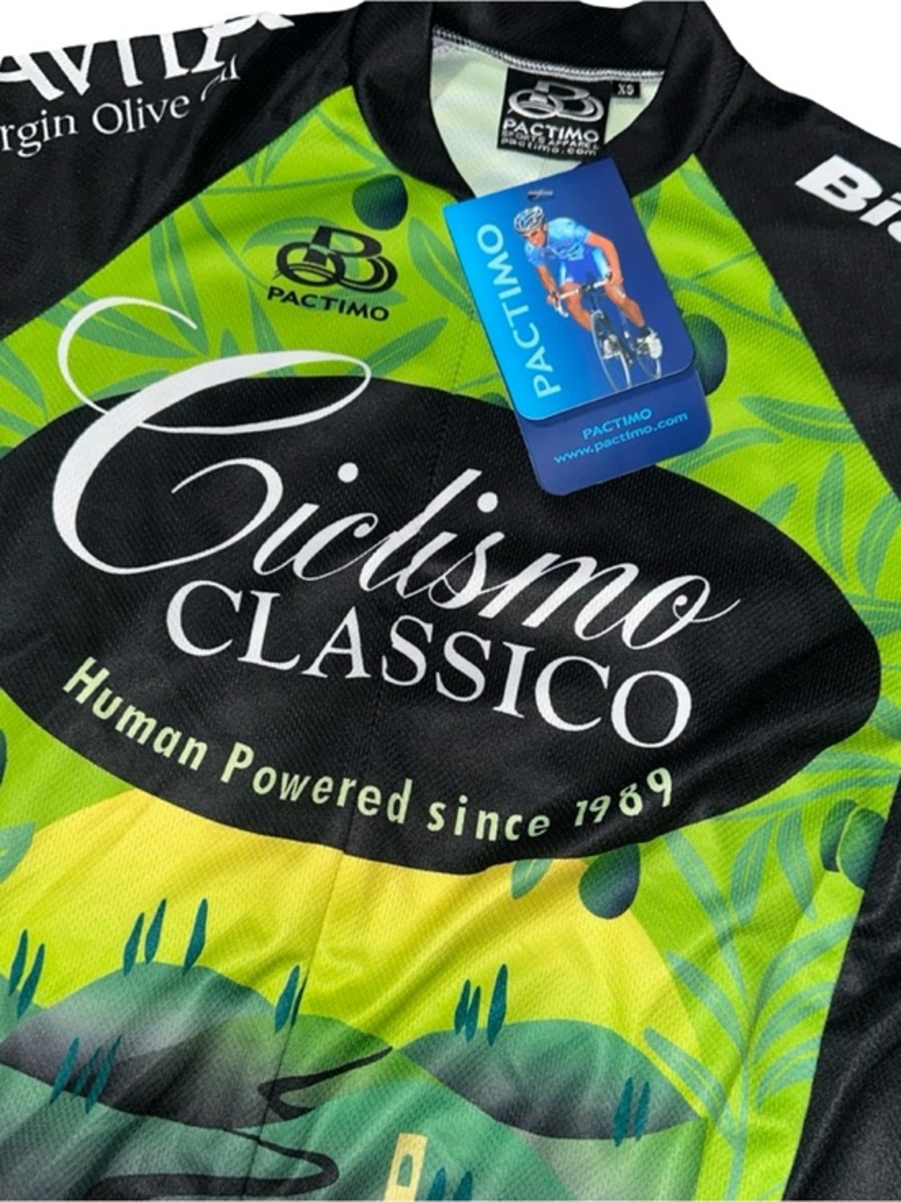 Pactimo NWT Women’s Sz XS Green Black Ciclismo Classico Short Sleeve Cycling Tee